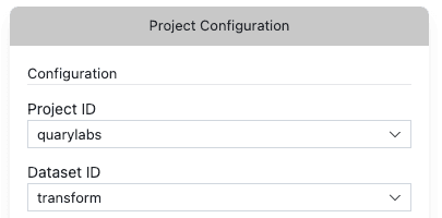 BigQuery selecting dataset